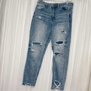 YMI Blue Ankle Cropped Distressed Jeans